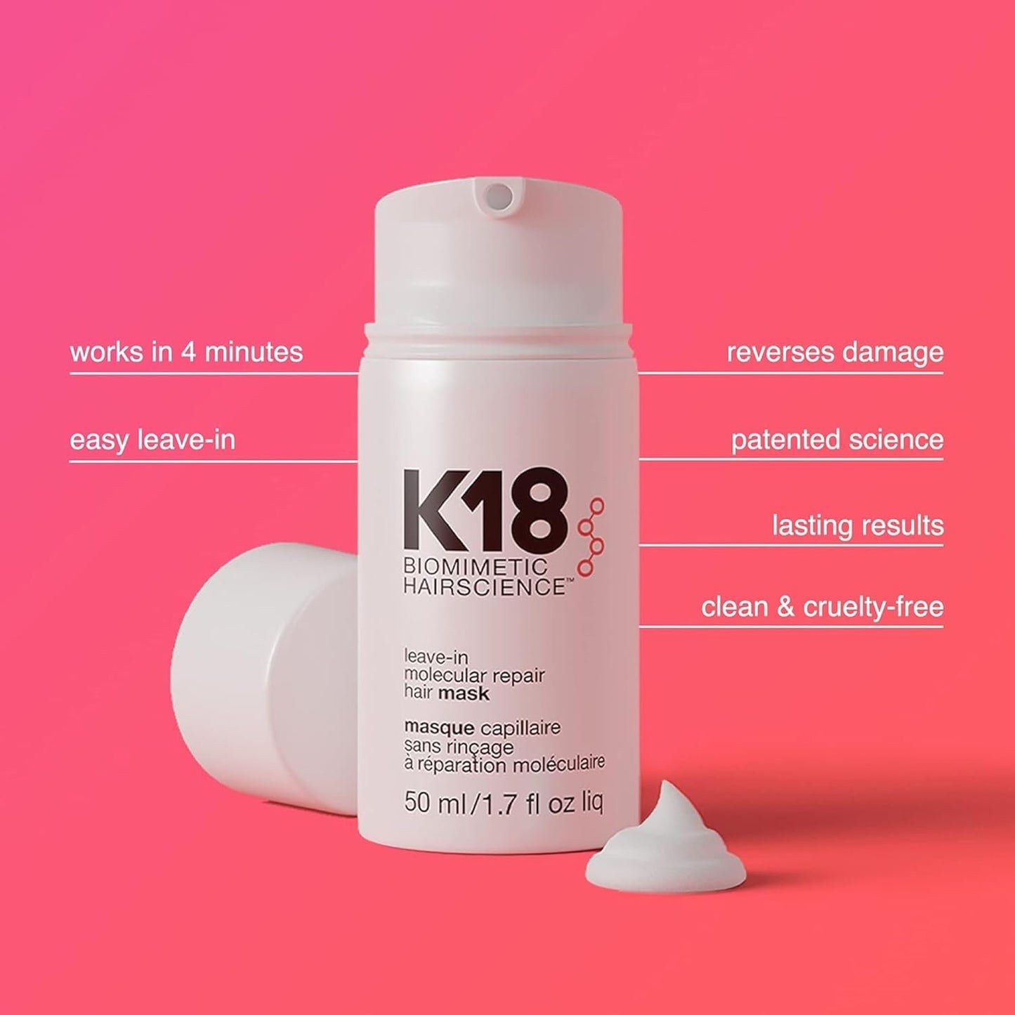 50ml K18 Leave-In Molecular Repair Hair Mask Conditioner For All Hair Types new