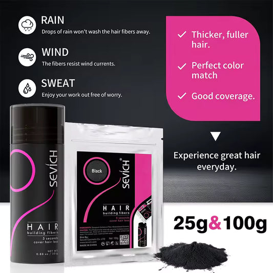 SEVICH Hair Fibers for Thinning Hair – Instantly Thicker, Fuller Hair Powder for Men & Women 25g/50g/100g