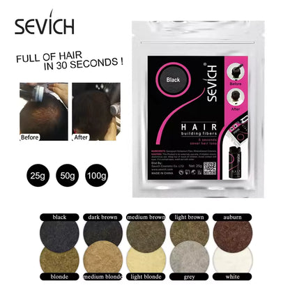 SEVICH Hair Fibers 25g/50g/100g – Instantly Fill Thinning Hair for Fuller, Natural-Looking Volume